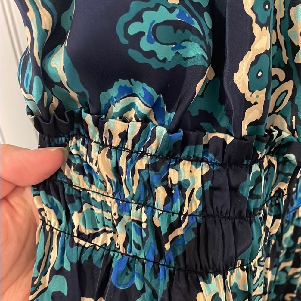 Nicole Miller Blue Paisley Floral Halter Midi Sundress | LARGE NWT - Picture 8 of 16